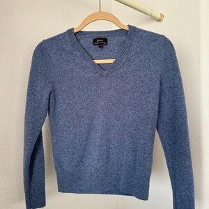 Quince Women's Mongolian Cashmere Heather Storm Blue V-Neck Sweater Size S